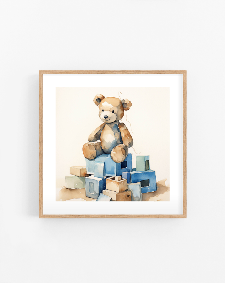 Watercolour Teddy poster